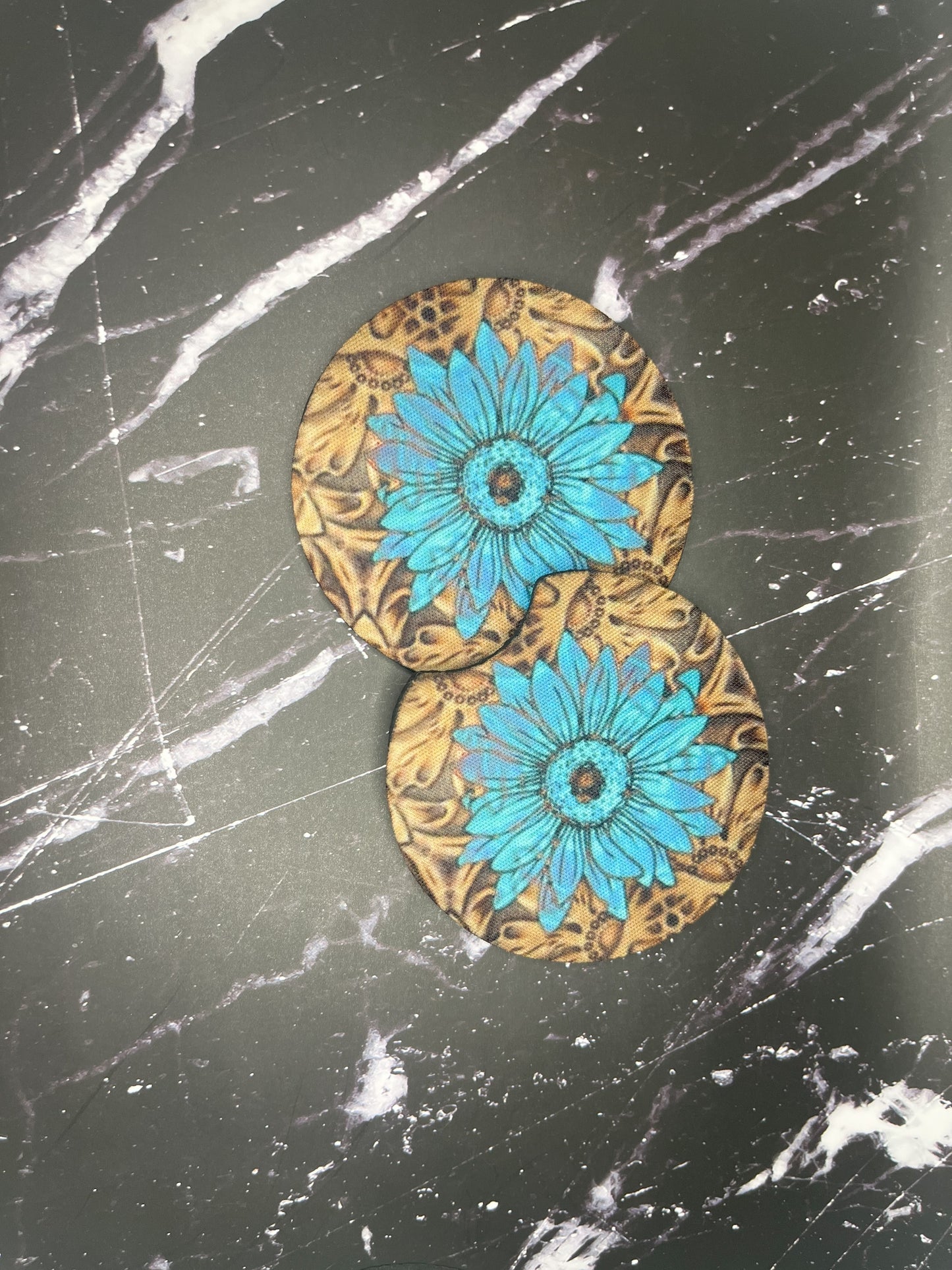 Brown pattern with blue flower