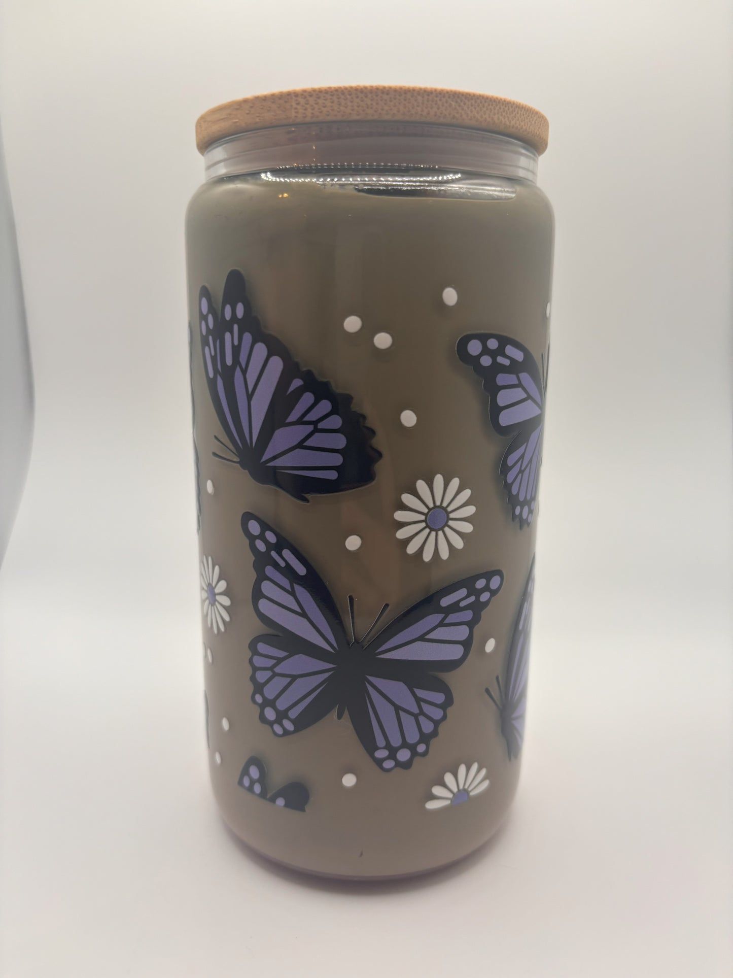 Purple butterflies with daisies