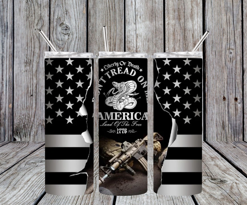 Don't Tread on me black and silver flag