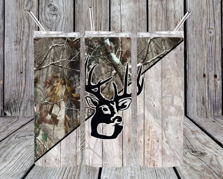 Buck Design on wood with camo