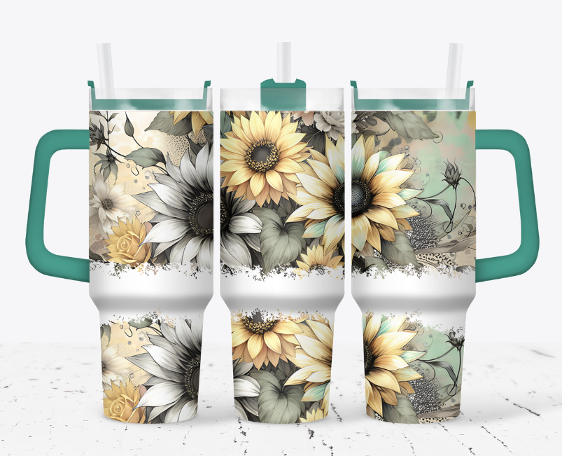 Light style sunflowers with a hint of teal