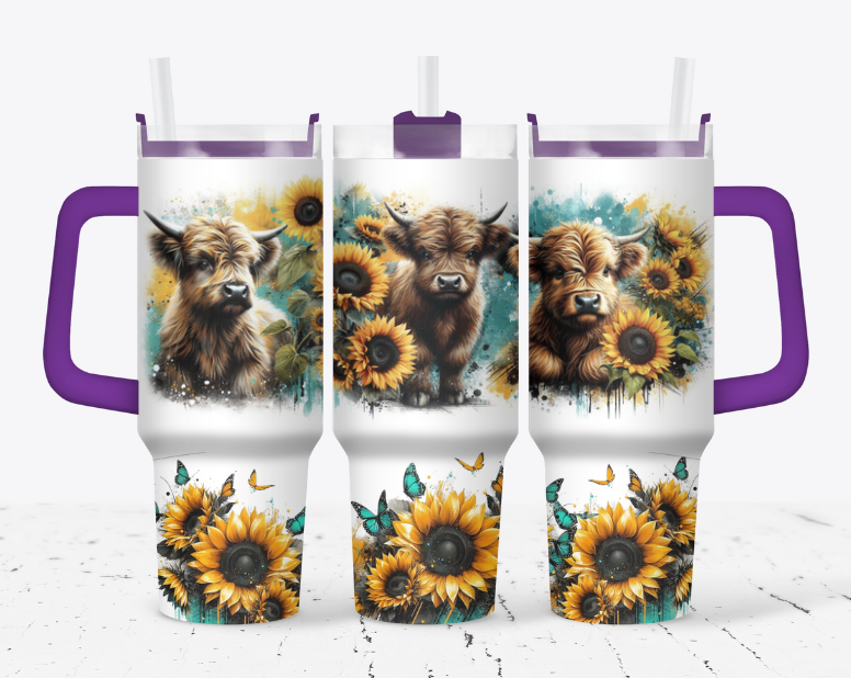 Sunflower highland with blue background