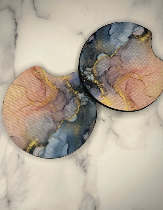 Blue pink and gold marble