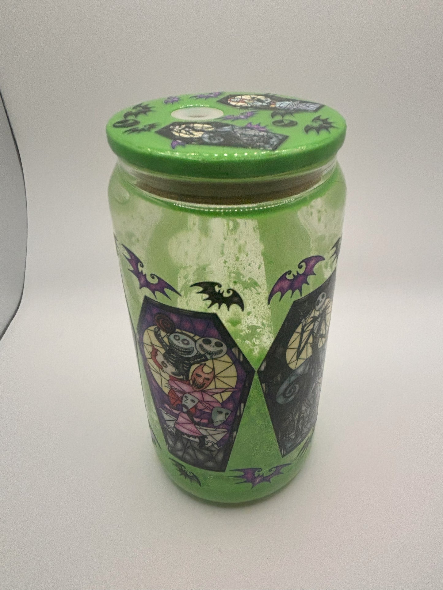 Green jack skellington style with green drip and custom lid