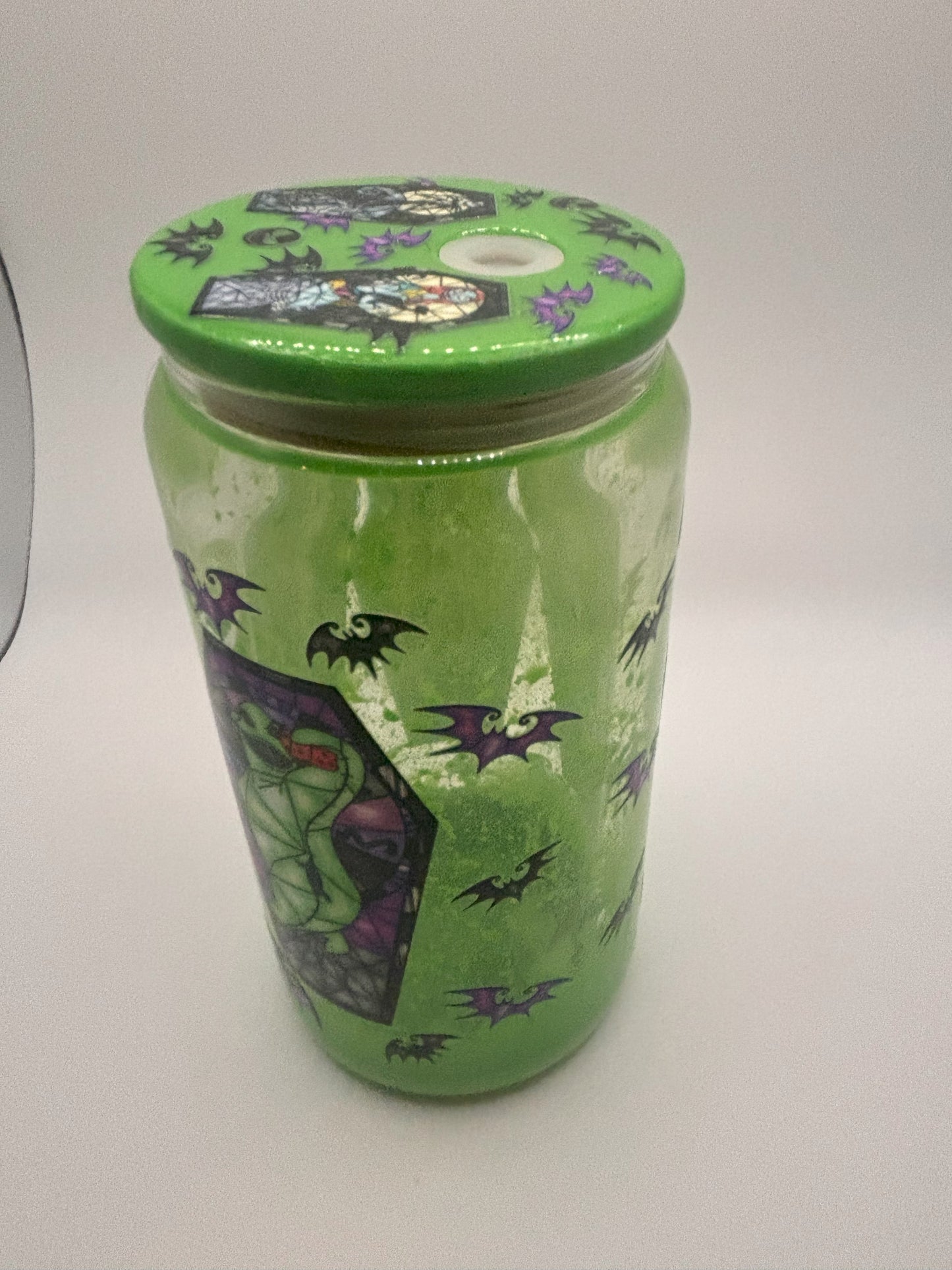 Green jack skellington style with green drip and custom lid