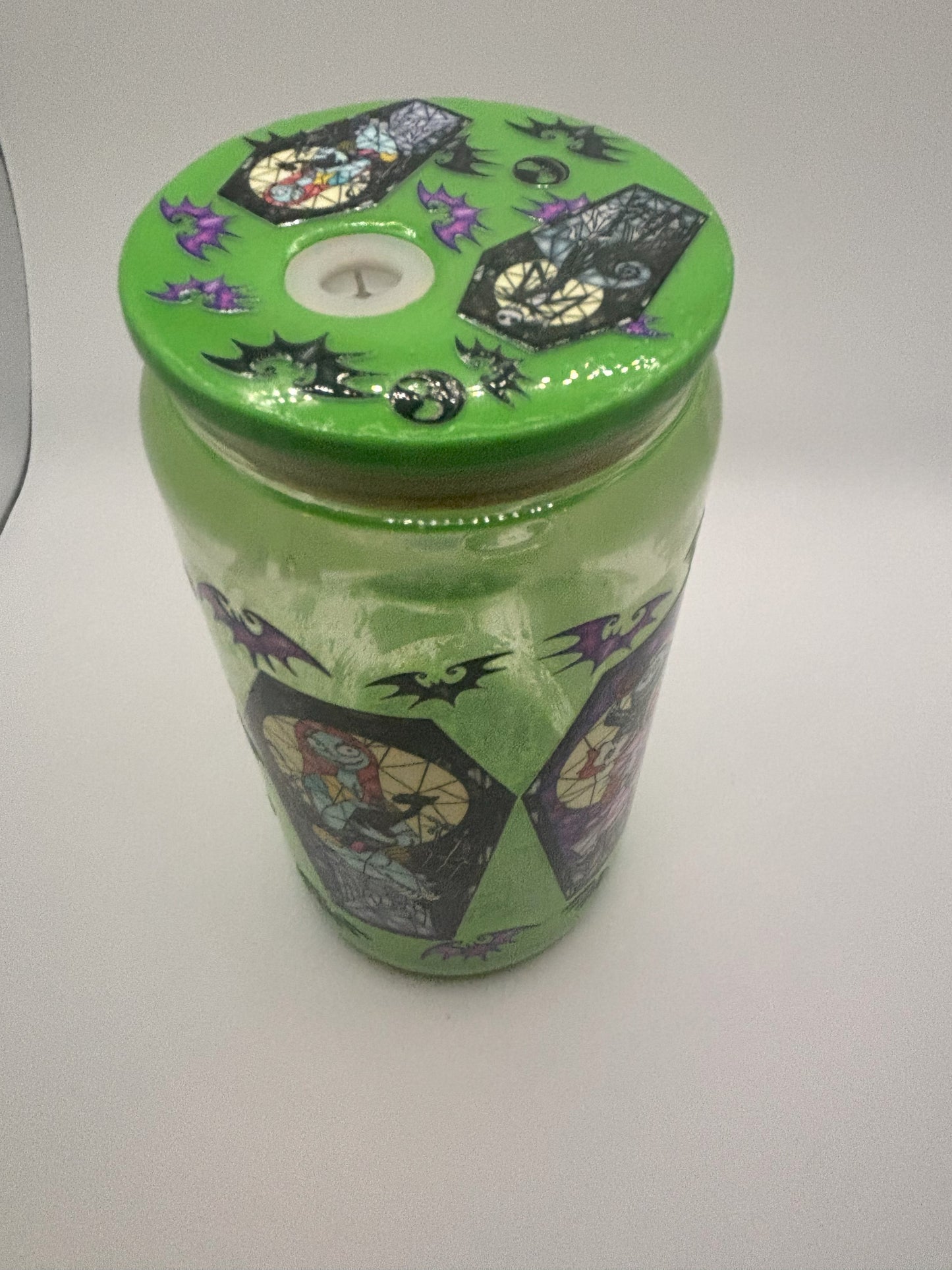 Green jack skellington style with green drip and custom lid