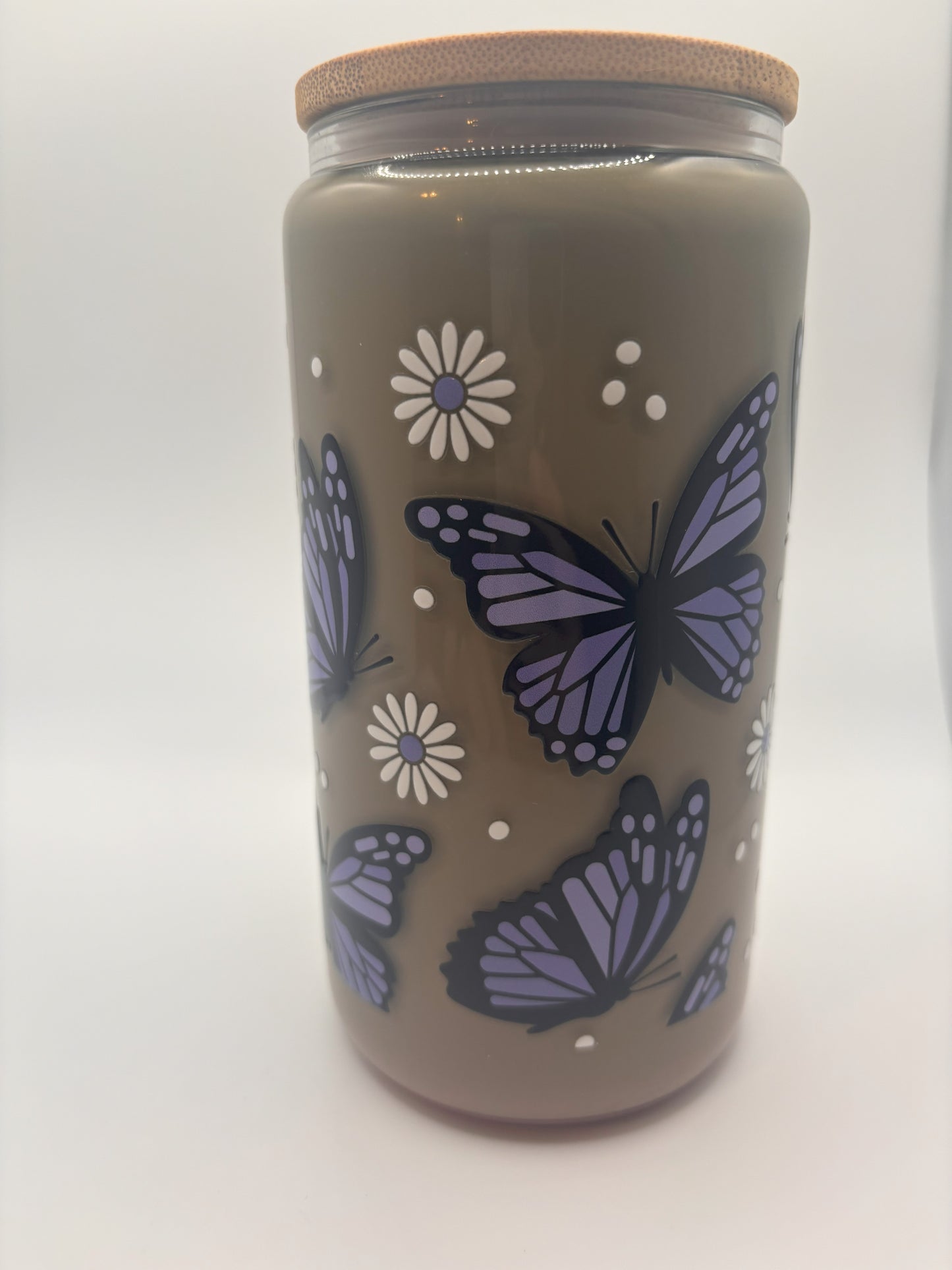 Purple butterflies with daisies