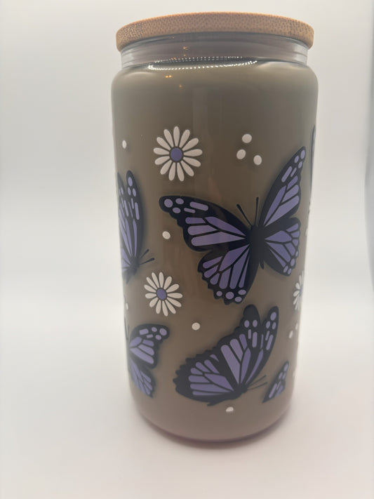 Purple butterflies with daisies