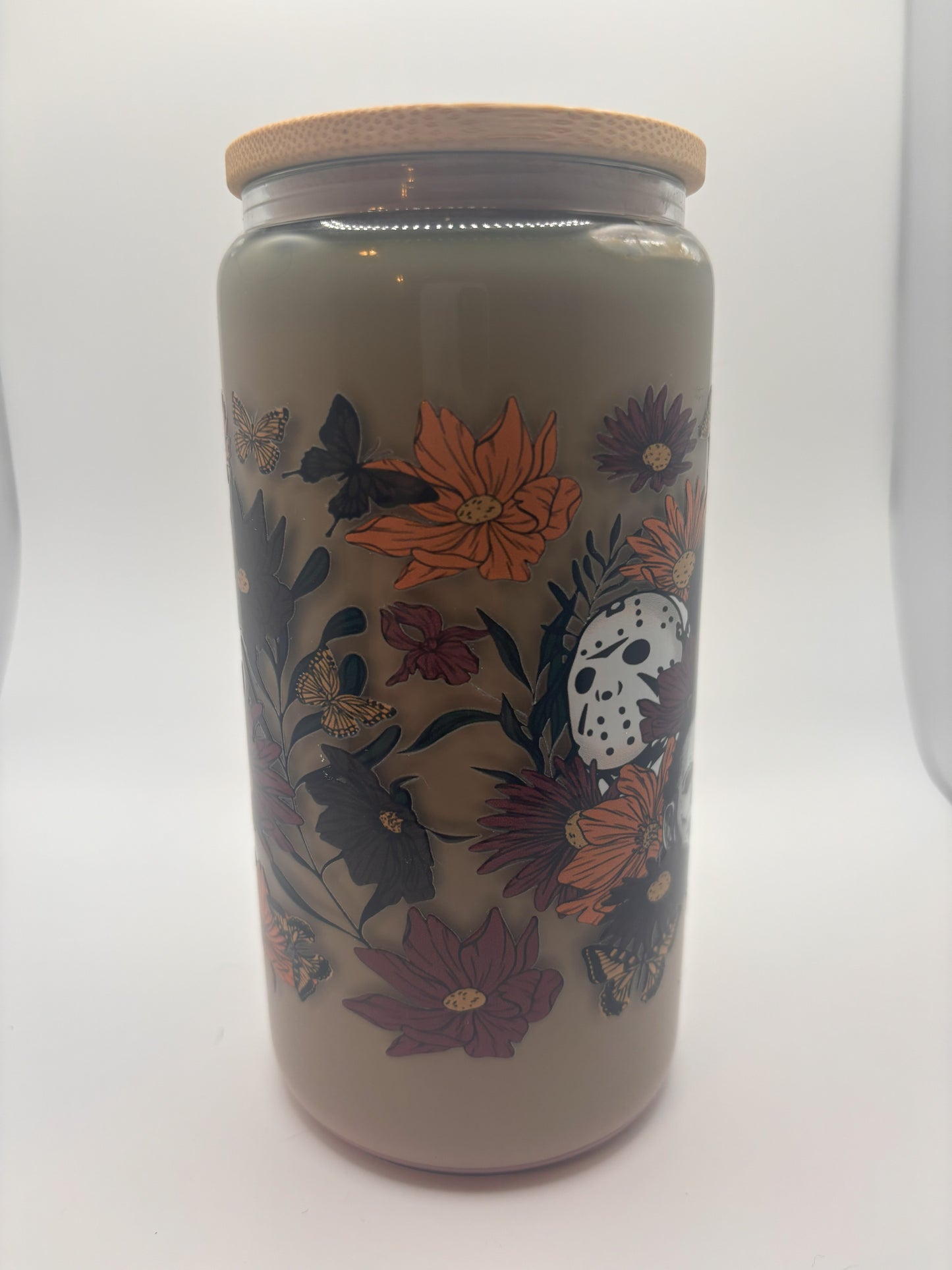 Coffee style look with flowers and horror characters