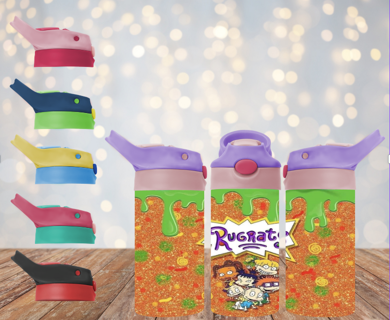 Orange rugrats with green drip 12oz kids poptop