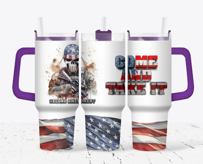 40 oz stainless steel sublimation tumbler, COME AND TAKE IT