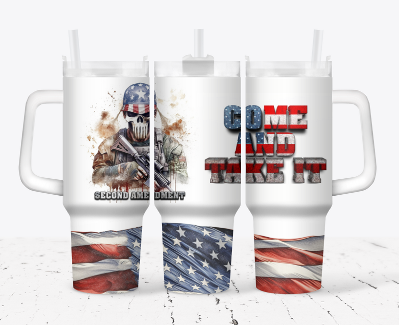 40 oz stainless steel sublimation tumbler, COME AND TAKE IT