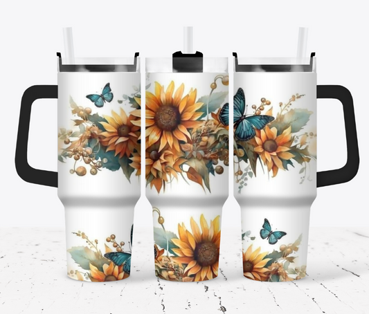 Sunflowers with butterflies