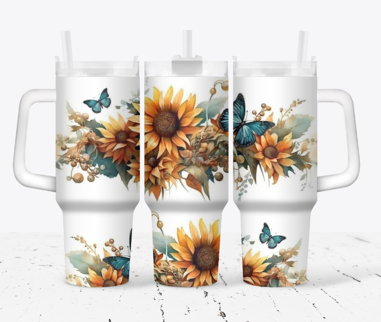 Sunflowers with butterflies