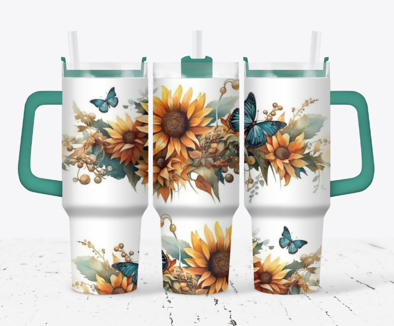 Sunflowers with butterflies