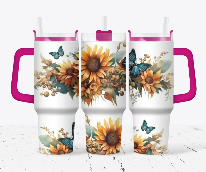 Sunflowers with butterflies