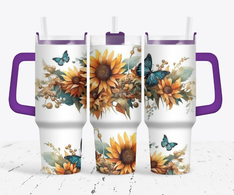 Sunflowers with butterflies