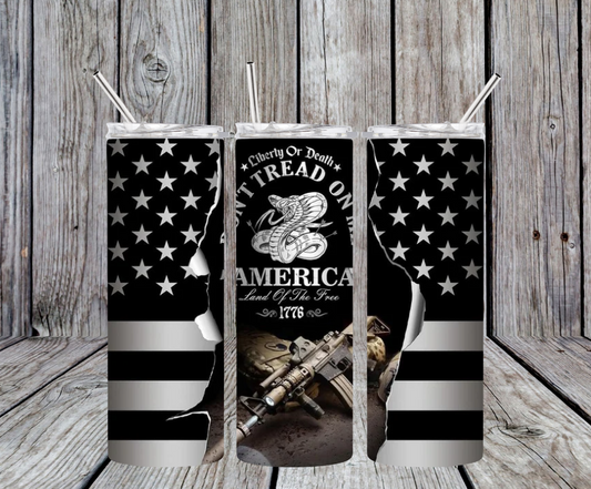 Don't Tread on me black and silver flag