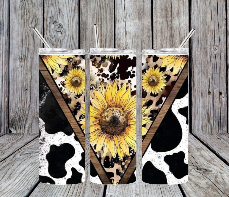 Sunflower with cow print