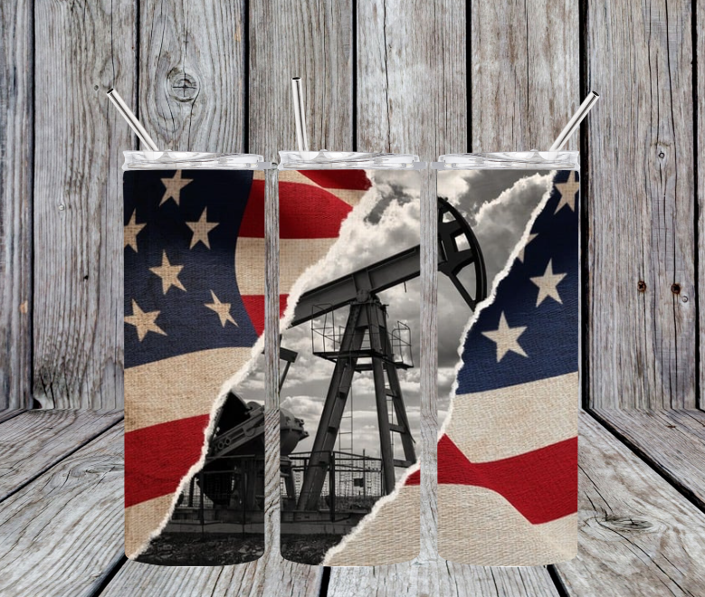 Oil Rig with a flag