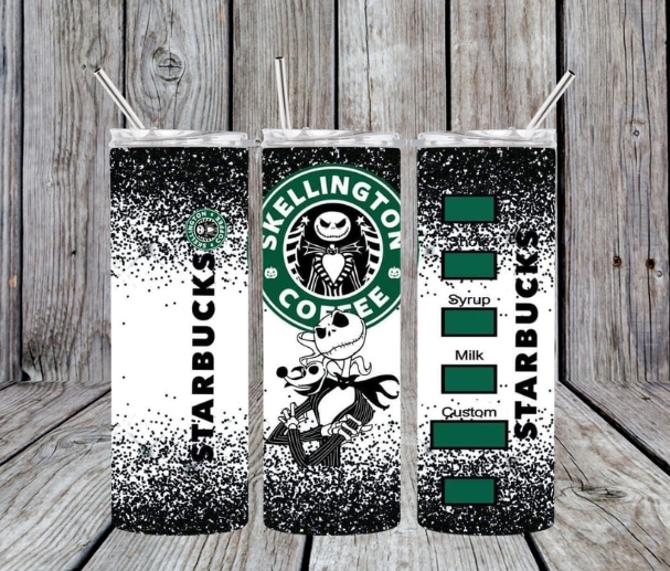 Jack skellington black sparkle starbucks