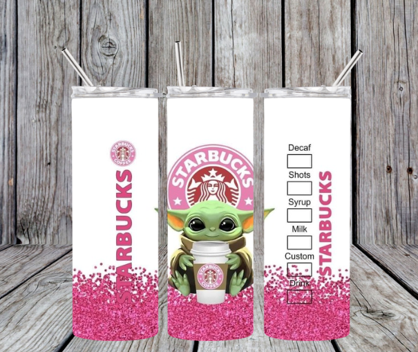 Pink baby yoda starbucks