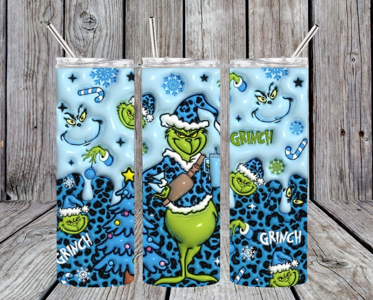 Grinch blue cheetah puffy