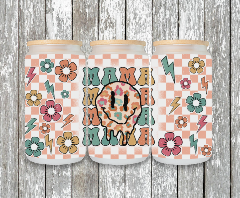 Mama orange checkered with flowers and slimey smile