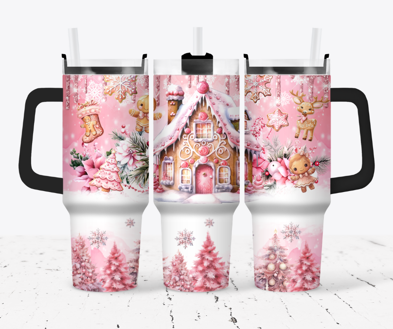 Pink gingerbread Christmas with trees