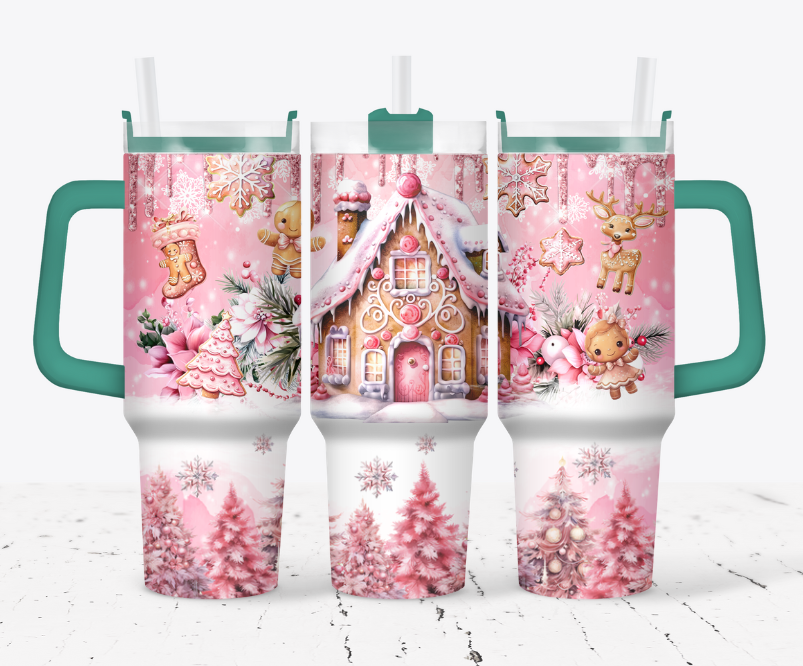 Pink gingerbread Christmas with trees