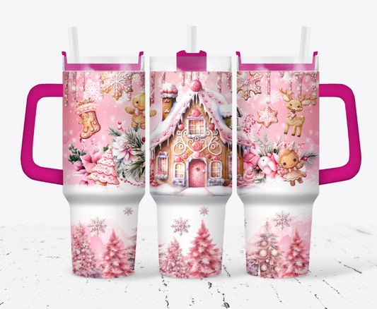 Pink gingerbread Christmas with trees