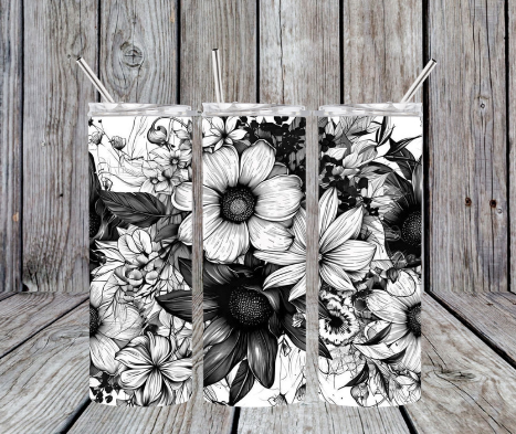 black and white flowers