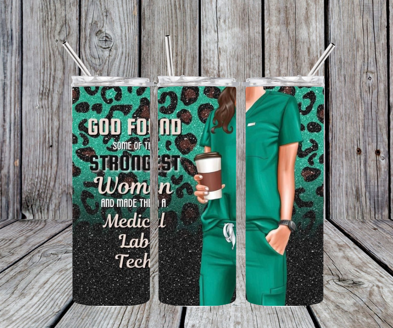 Medical Lab tech green and black animal print