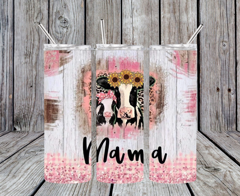 Mama with pink and cows