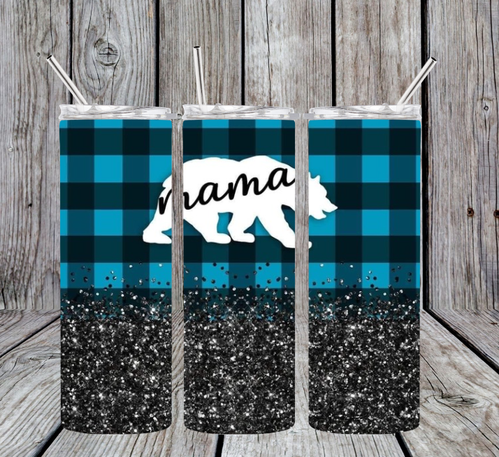 Mama bear blue plaid