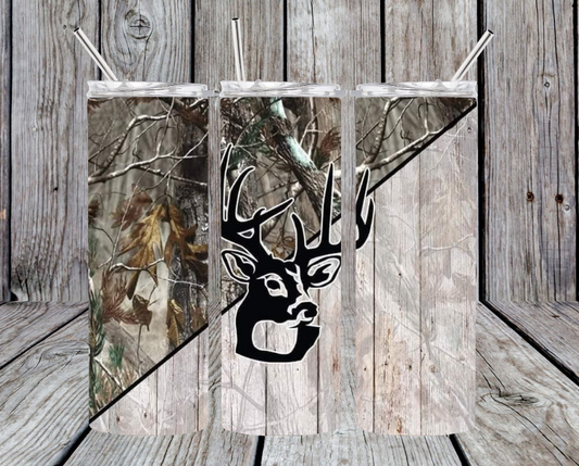 Buck Design on wood with camo