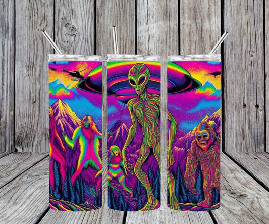 Neon style aliens