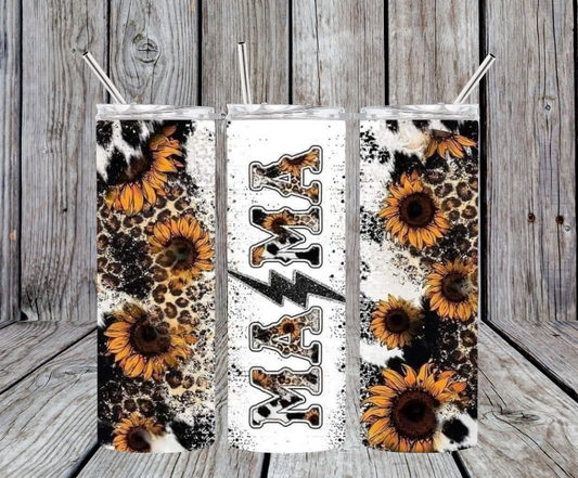 MAMA Lightning bolt with sunflowers and animal print