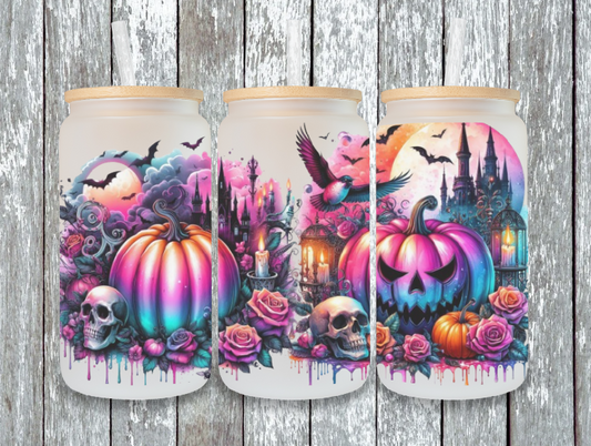 Halloween bats and pumpkins