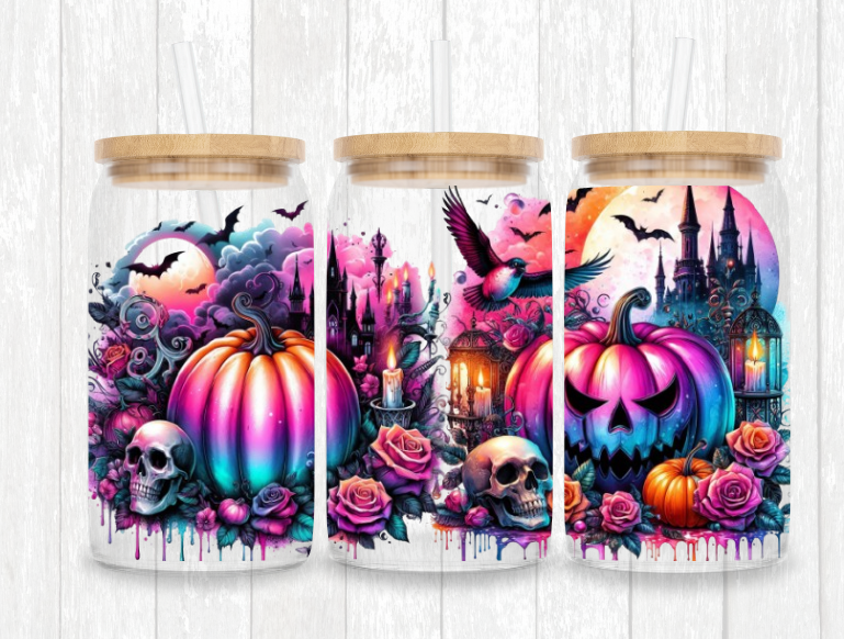 Halloween bats and pumpkins