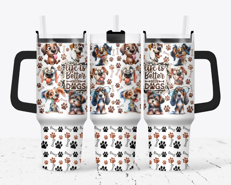 Life is better with dogs Paw print bottom