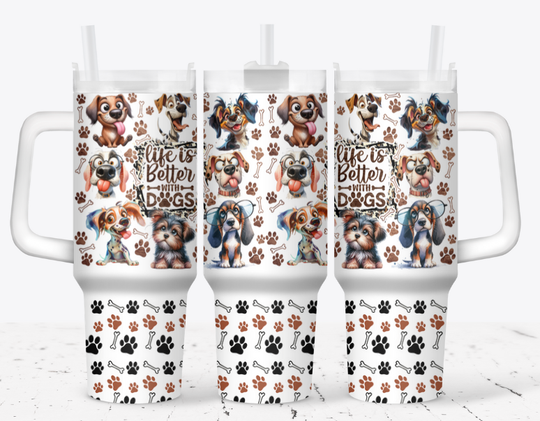 Life is better with dogs Paw print bottom