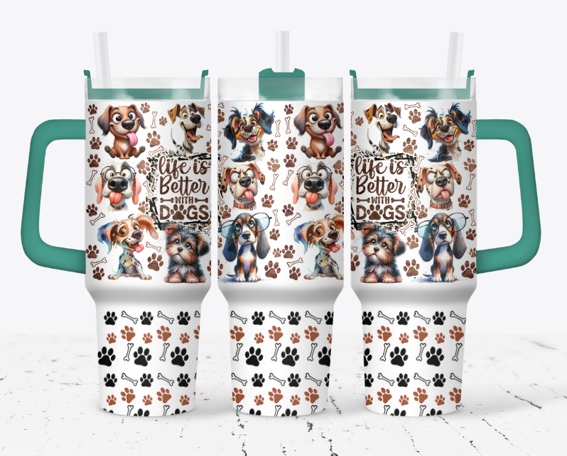 Life is better with dogs Paw print bottom