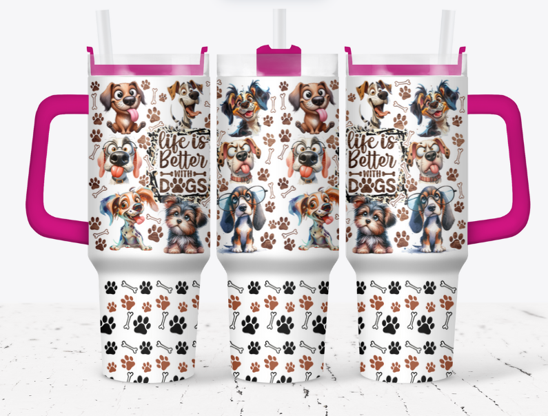 Life is better with dogs Paw print bottom