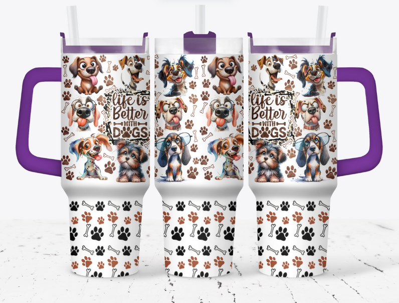Life is better with dogs Paw print bottom