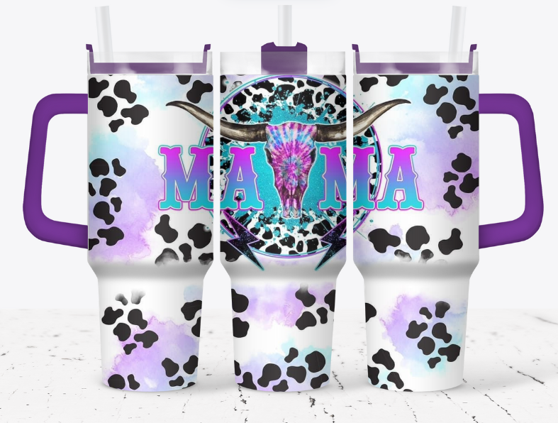 MAMA Cow print with purple and blue