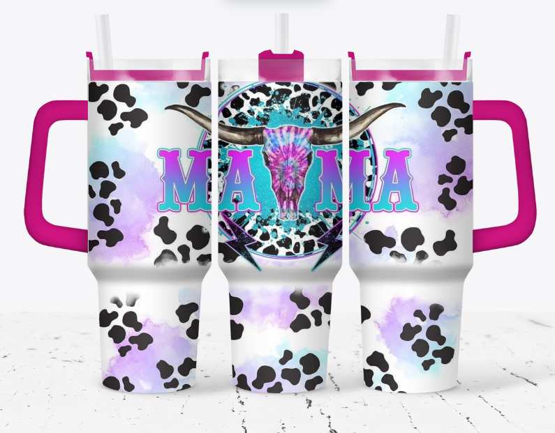 MAMA Cow print with purple and blue