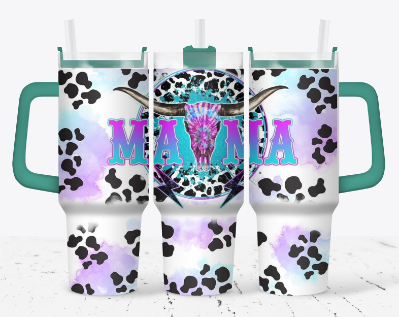 MAMA Cow print with purple and blue
