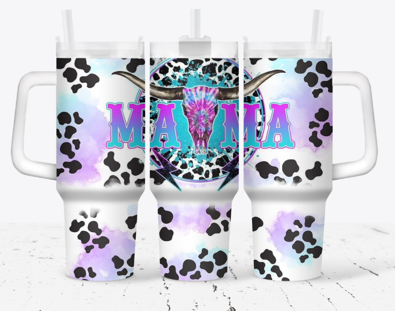 MAMA Cow print with purple and blue