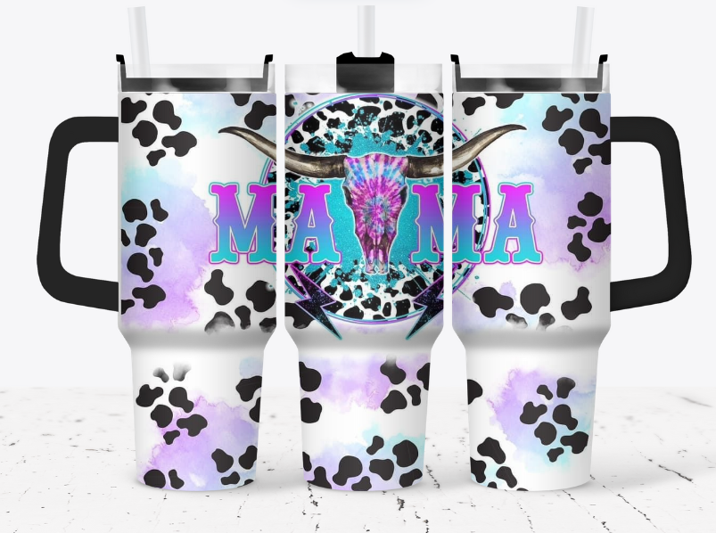 MAMA Cow print with purple and blue